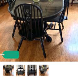 Oak Dining Table Set Antique Vintage 