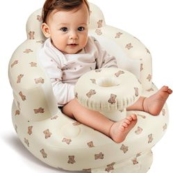 Inflatable Baby Seat for 3-36 Months, Back Support, Built-in Air Pump, Learning to Sit, Blow Up Floor Seat with Tray