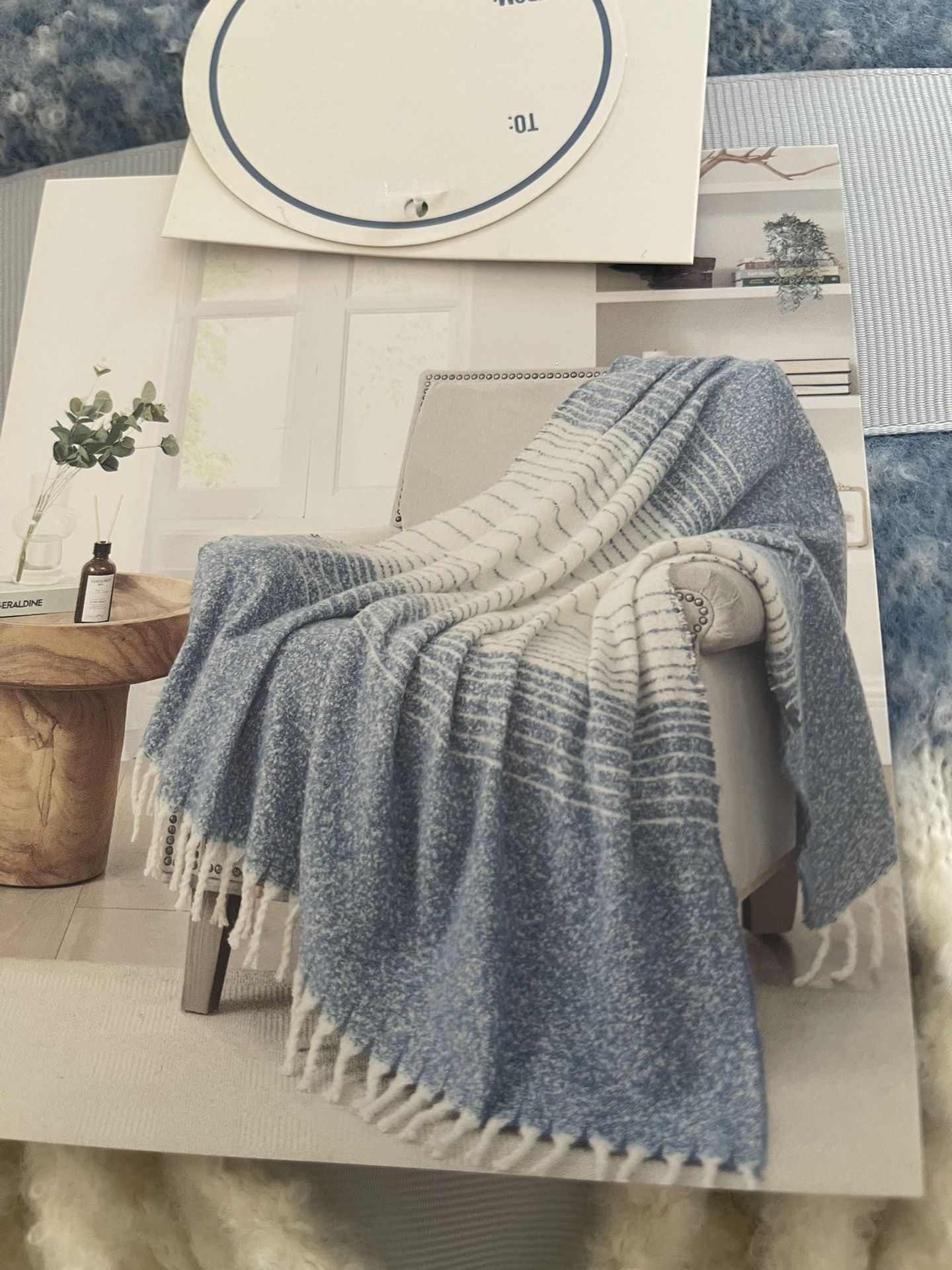 NEW stripe throw , 50in X 60in, in the box, VERY SOFT