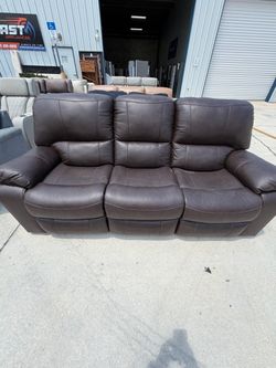 Brown Leather Reclining Sofa