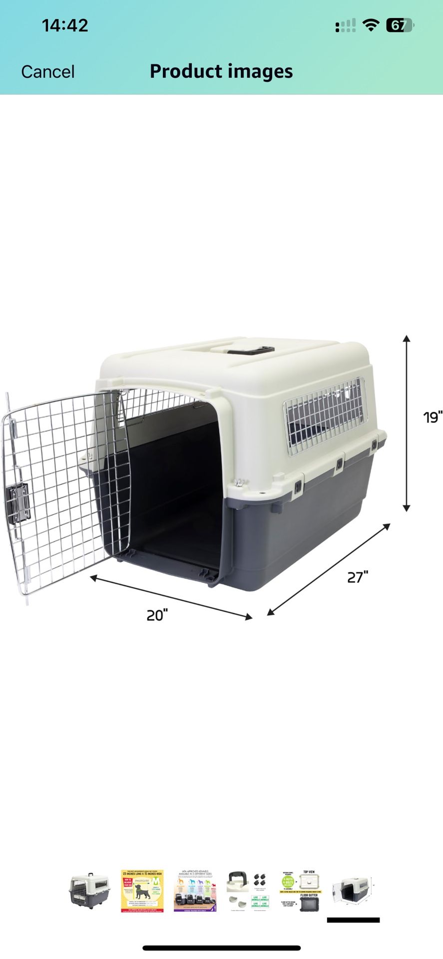 SportPet Designs Plastic Kennels Rolling Plastic Wire Door Travel Dog Crate - Medium,