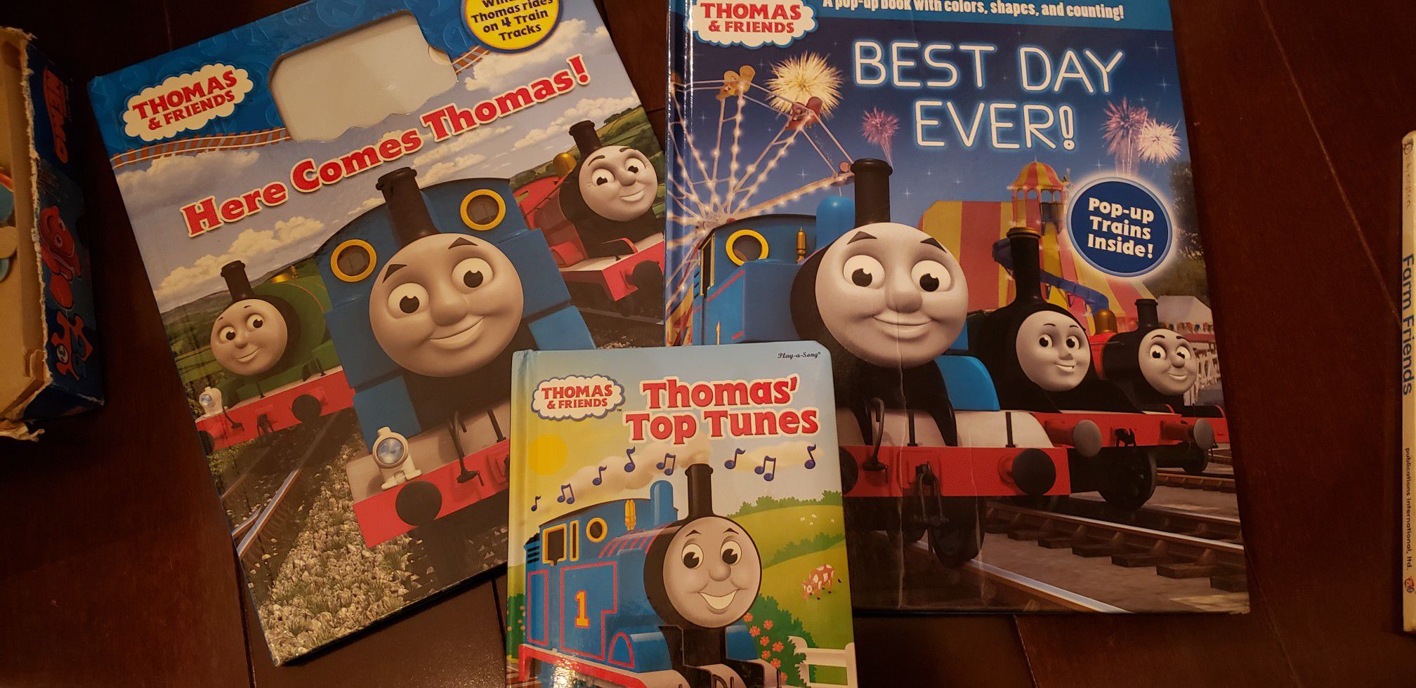 Thomas train books and hats and toys