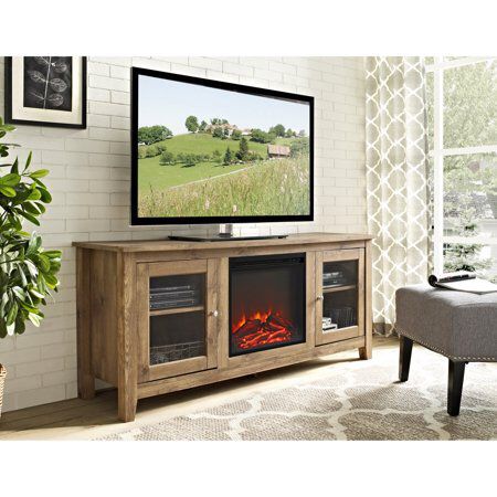 Walker Edison 58-in. Wood Media TV Stand Console with Fireplace. A4-9770