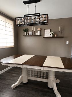 Refinished Farmhouse Dining Table with 2 Leaves – Expands to 8 Feet
