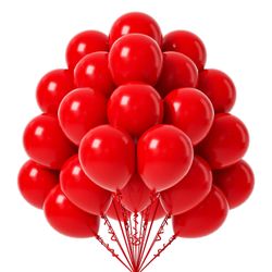 FOTIOMRG Red Balloons, 50 Pack - 12 Inch Latex Party Balloons For Birthday, Graduation, Baby Shower, Valentines, Christmas, Wedding Parties (With Red