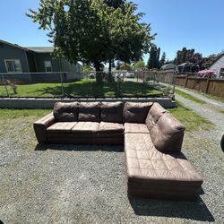 Brown Sectional Faux Leather/suede