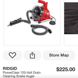 RIDGID PowerClear 120-Volt Drain Cleaning Snake Auger Machine for Heavy Duty Pipe Cleaning for Tubs, Showers, and Sinks