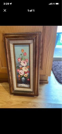 Framed Floral Oil Painting