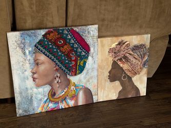 Set of 2 African Woman Headwrap Canvas Prints $50 OBO