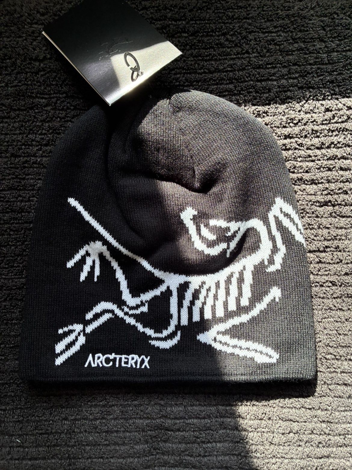 Black & White Skeleton Bird Beanie