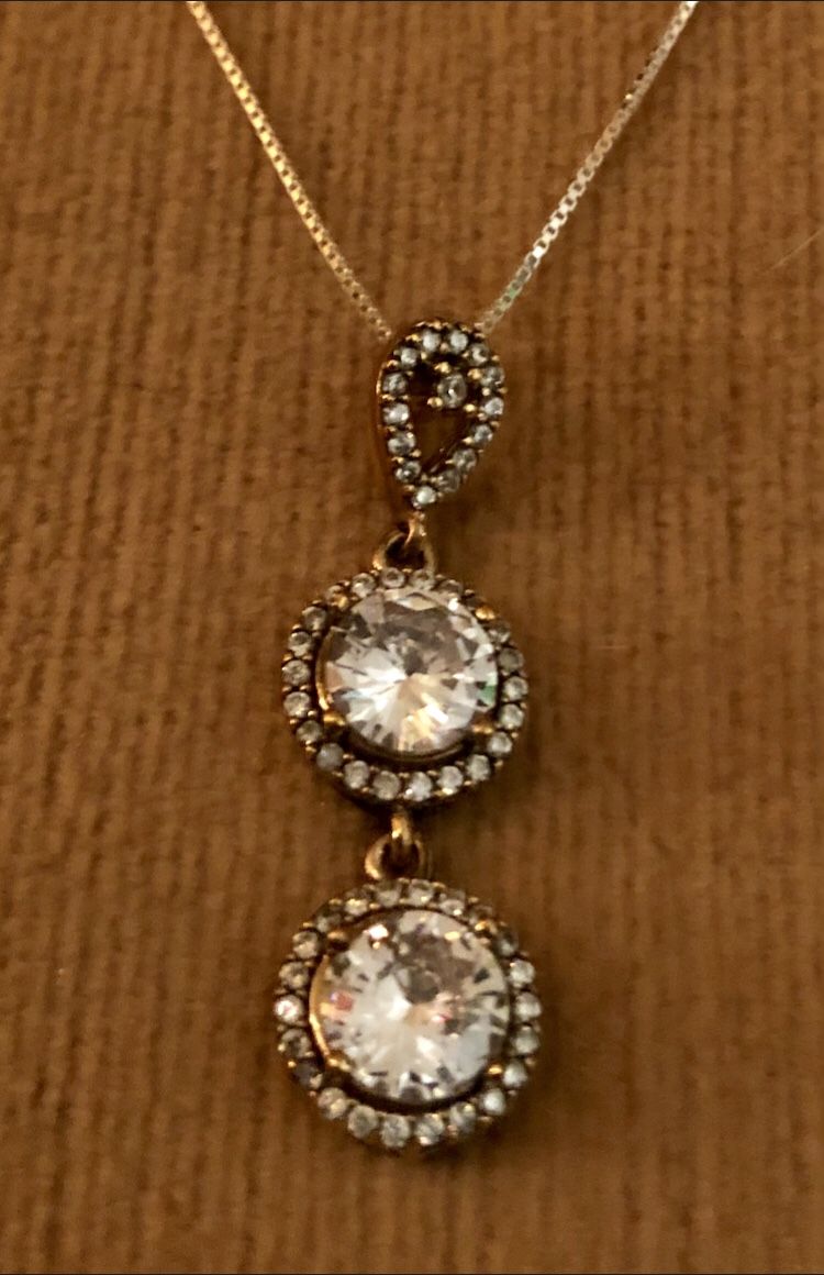 Silver & Bronze Topaz Pendant Italian Silver Chain