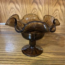 Vintage 1970’s Smoky Brown Pedestal Bowl