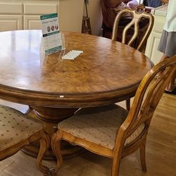 Round Wood Dining Table & 4 Chairs