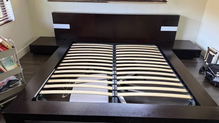Free King size bed frame with night stand drawers