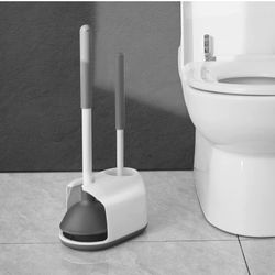 2 in 1 Toilet Bowl Brush Plunger Set with Holder