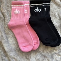 2 Pack Alo Yoga Unisex Throwback Socks Brand New