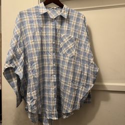 New!!! Fashion Nova Over Sized Plaid Shirt Blouse Size Medium