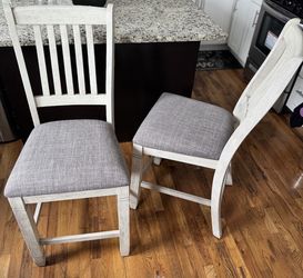 Set of 2 Counter Height Chairs/ Stools - Antique White Wash Finish
