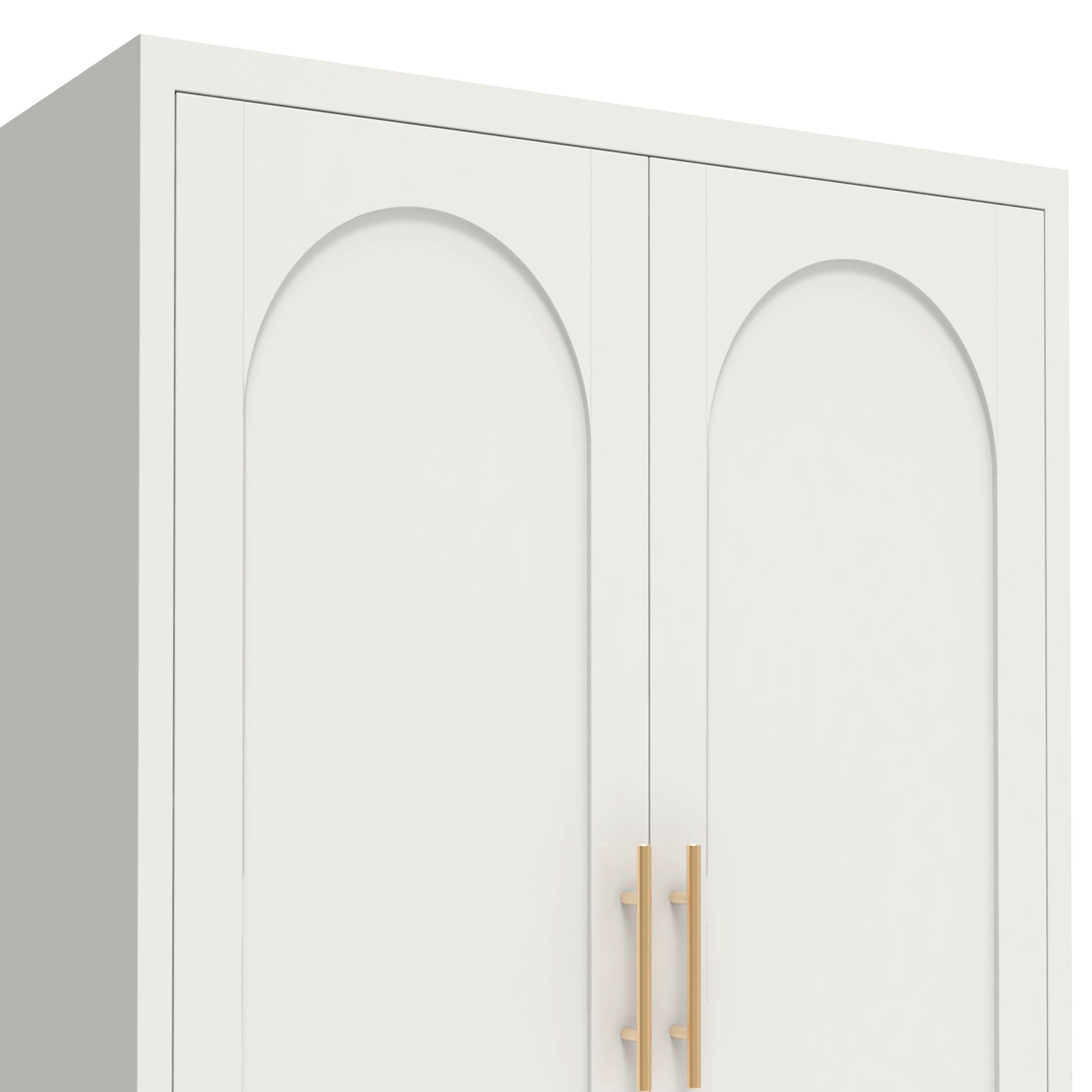 71'' 2 Shapely Doors Cabinet, Metal Storage Cabinet with Doors and Adjustable Shelves, for Bedroom, Living Room, Kitchen(White)