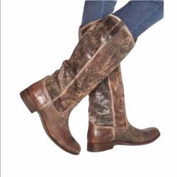 Frye 77164 Brown Melissa Riding pull on Boots Destress Leather Size 5.5 B