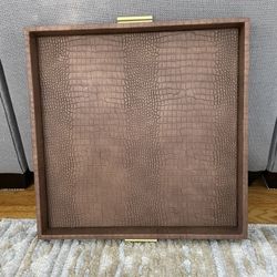 Faux Leather Croc Tray - 20 X 20 Like New 