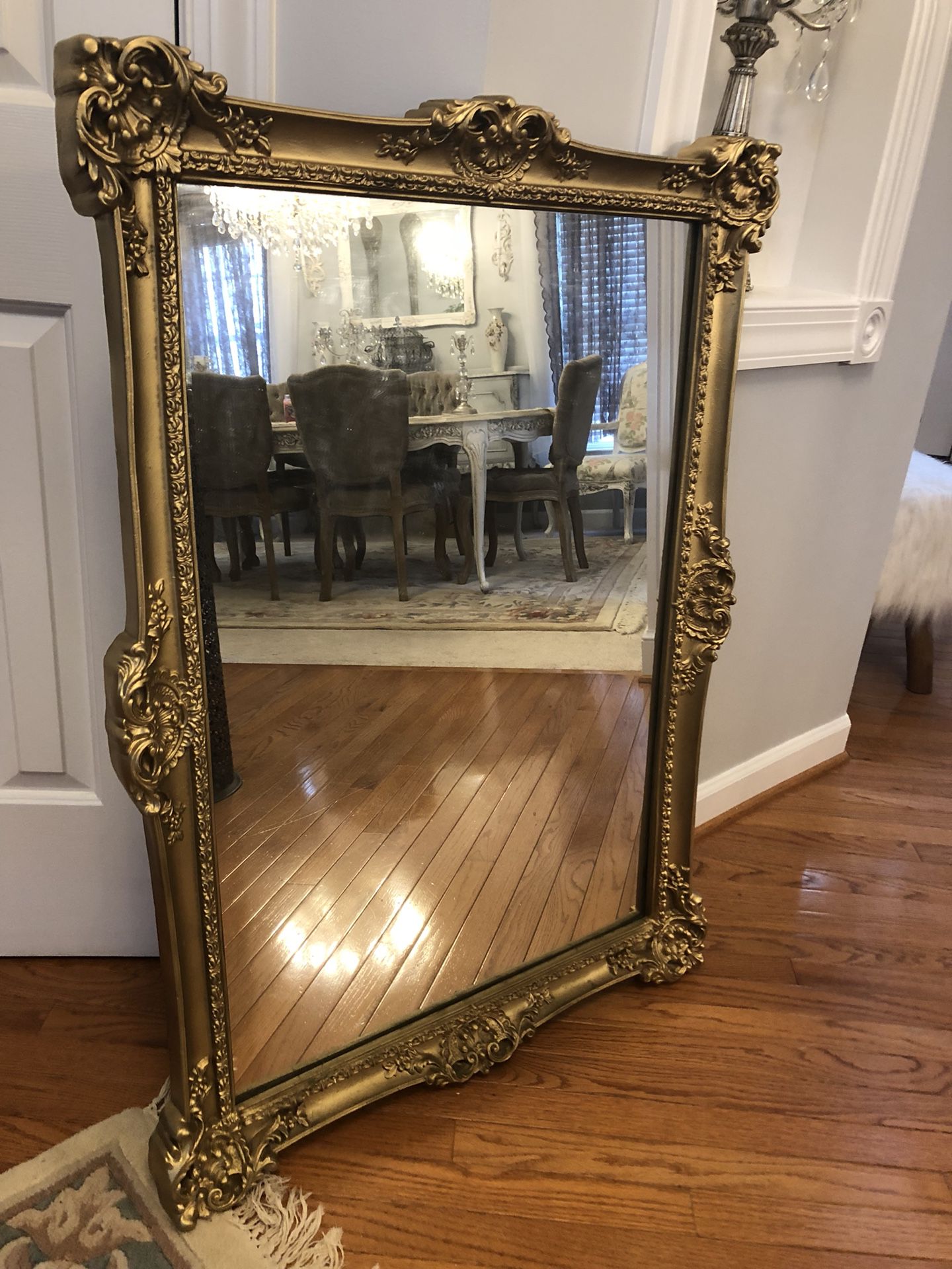 42”X30” Antique gold wood mirror