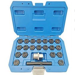 22PCS Wheel Locking Nut Key Kit, Wheel Lock Nut Socket Adapter Set, Wheel Anti-Theft Lug Nut Removal Tool