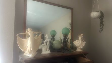 Frankart and figurines dancing ladies bronze, naked, lady, statue, lamps, and Roseville pottery collection