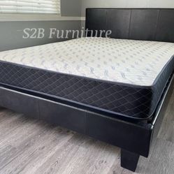 Calking Size Expresso Platform Bed W Orthopedic Mattress 