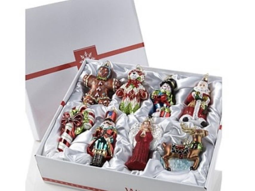 Winter Lane "Holiday Icon" Set of 8 Glass Ornaments
