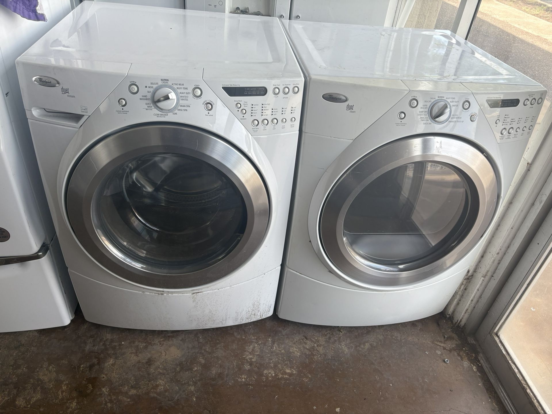 Whirlpool duet steam front load, washer, and electric dryer set
