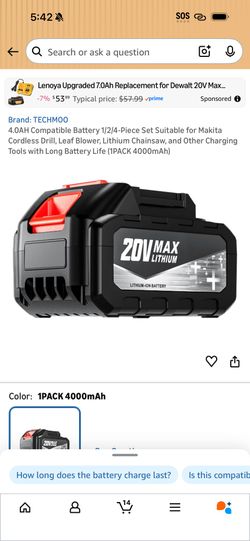 4.0AH Compatible Battery 1/2/4-Piece Set Suitable for Makita Cordless Drill, Leaf Blower, Lithium Chainsaw, and Other Charging Tools with Long Battery