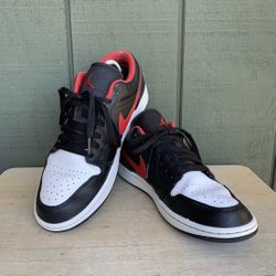 Nike Air Jordan 1 Low Shoes Black Fire Red White 553558-063 Mens Size 10