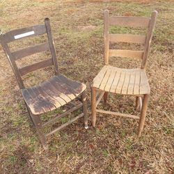2  Old Oak Chairs 
