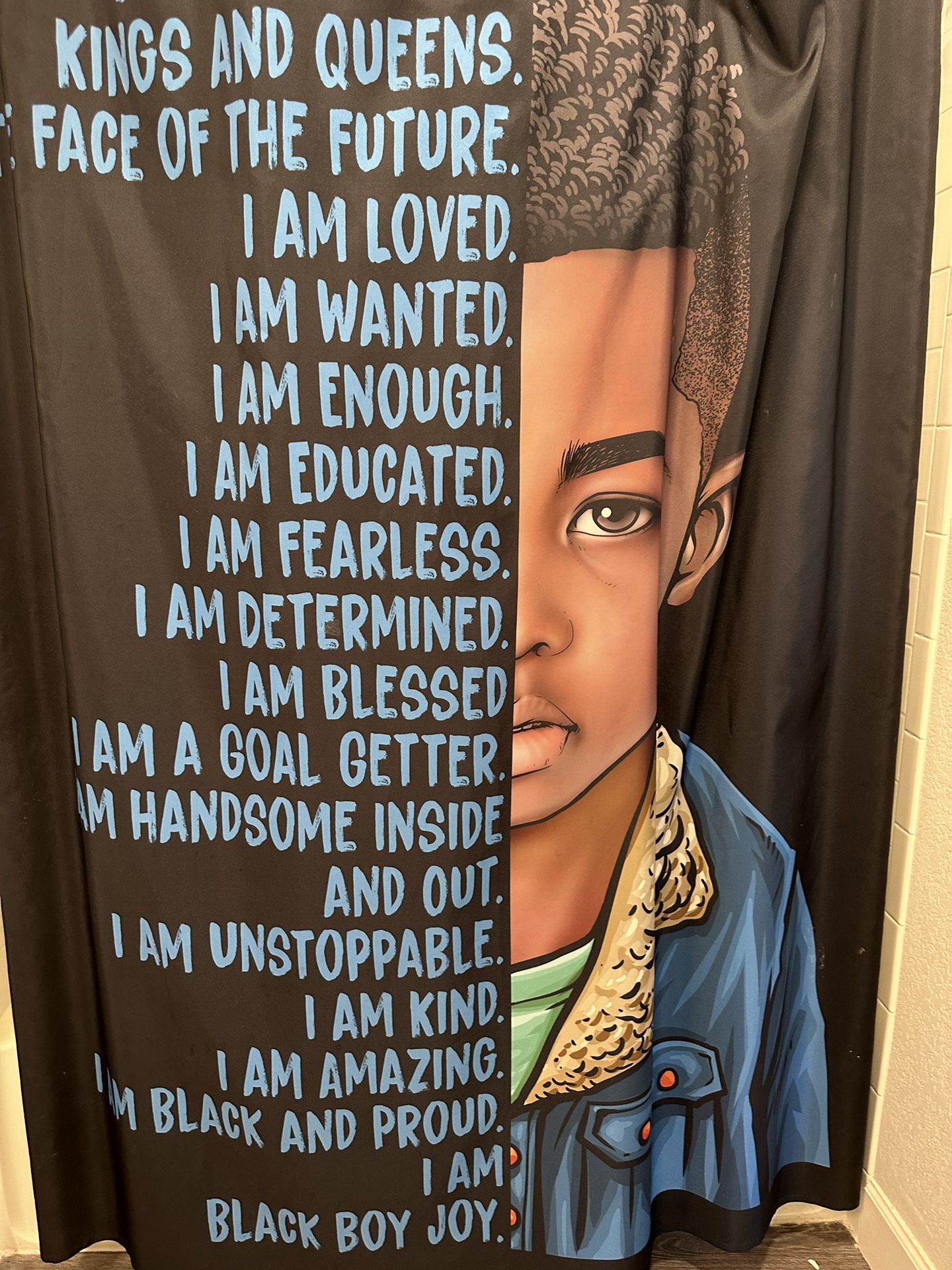 Black Boy Affirmation Shower Curtain