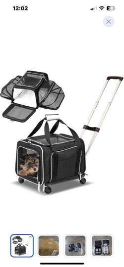 “New”Pet carrier on wheels ,2 sided “Airline Approved”expandable(black)retail$79 “
