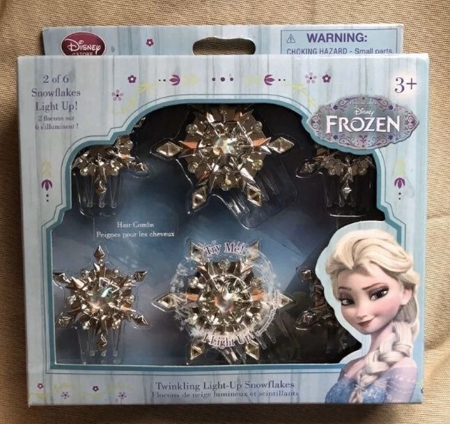 Disney Frozen Twinkling Light-Up Snowflakes Hair Combs 6pc