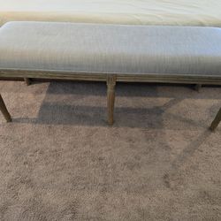 RH Restoration Hardware Louis XIV Bench Fabric Ottoman Beach
