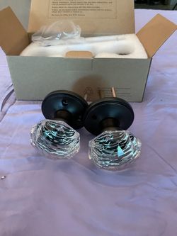 Crystal Glass Door Knobs with Oil-Rubbed Bronze Base
