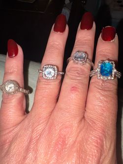 Set of 4 Silver-Tone CZ Fashion Rings