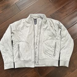 Vuori Halo Basin Women's Light Gray Bomber Jacket, XS