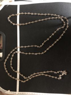 Clear Crystal Beaded  & Twisted Gold-plated Wire Necklace 