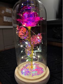 LED Galaxy Rose in Glass Dome