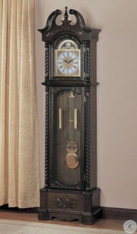 Coaster 900721 Grandfather Clocks Dark Traditional Grandfather Clock with Chime- Brown