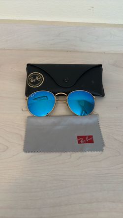 Ray-Ban Round Sunglasses with Blue Mirror Lenses