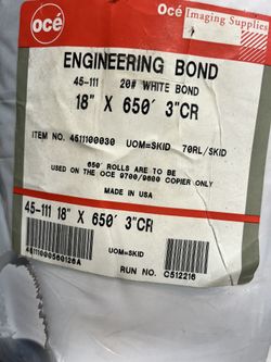 18 Inch By 650 Ft Rolls Of Copy Paper For Sale