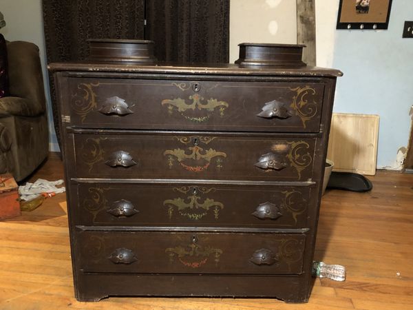 Late 1800s Early 1900s Dresser With Built In Glove Boxes And