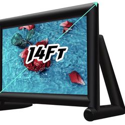 OZIS Upgrade Airtight Movie Screen 14Ft Outdoor Inflatable Movie Screen No Need Power Supply Continuous - Supports Front and Rear Projection