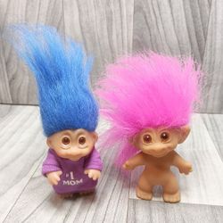 D.A.M. Troll 1985 Blue Hair And Russ Troll Dolls