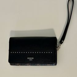 GUESS 1981 Studded Black Wristlet Wallet, Retails $50+
